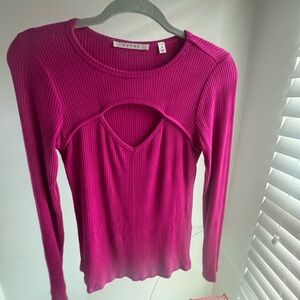 Cyrus Women's Pink Ribbed Cut Out Sweater Top